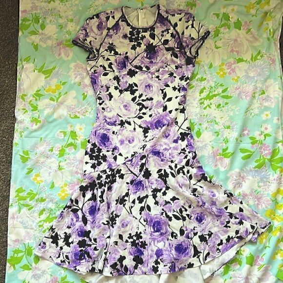 Naeem Khan Silk Mermaid Style Midi Floral Dress - 6 - Picture 1 of 15